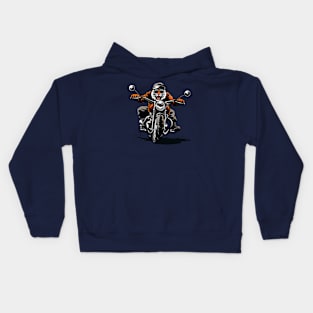 a badass tiger riding a classic motorcycle Kids Hoodie